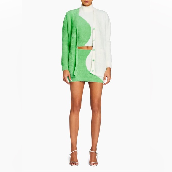 Wilma Top in Pistachio & Cream & WINNIE FUZZY MINI SKIRT set SER.O.YA